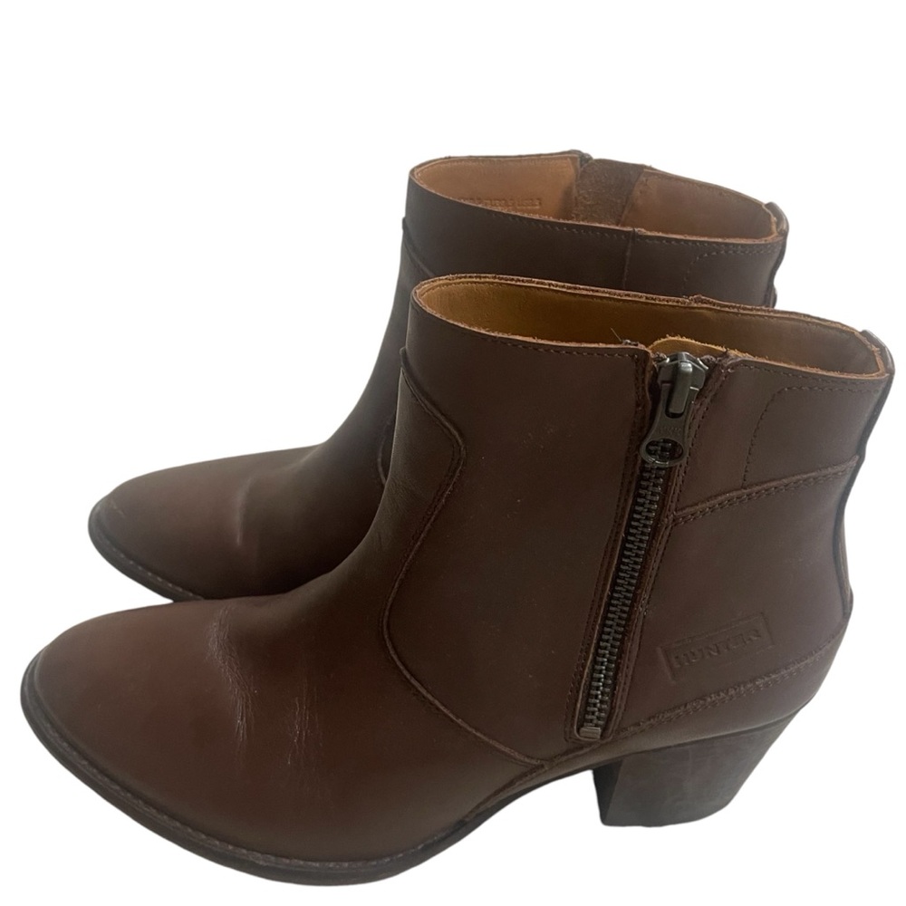 Hunter Women's Refined Zip Boot Leather Bitter Chocolate US 8.5
